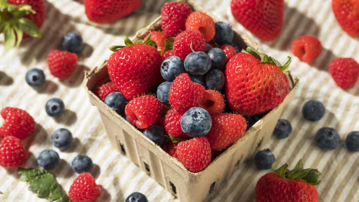 Beerenvielfalt | © AdobeStock_207445391 Verschiedene Beeren wie Erdbeeren, Heidelbeeren und Himbeeren | © AdobeStock_207445391