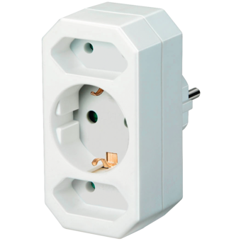 Adapterstecker Euro 2 + Schutzkontakt 1