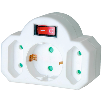 Adapterstecker Euro 2 + Schutzkontakt 1 mit Schalter