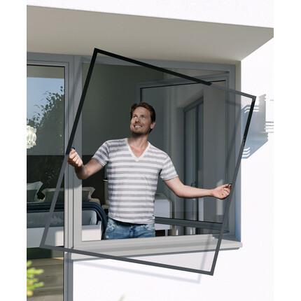 Insektenschutz-Spannrahmen für Fenster anthrazit 100 x 120 cm