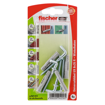 Dübel UX 6 x 35 R WH mit Winkelhaken, 4 Stk.