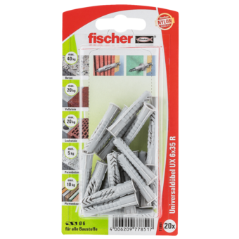 Dübel UX 6 x 35 R mit Rand, 20 Stk.