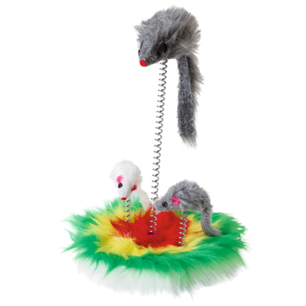 Katzenspielzeug Mouse Swing, Fellmaus auf Feder
