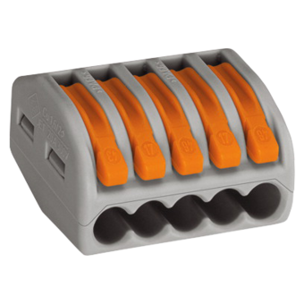Installationsklemme schraubenlos 5x0,08-4 mm² Grau/Orange 10 Stk.