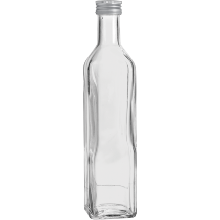 Flasche 4-Kant mit Verschluss 500 ml