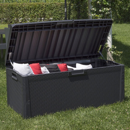 Gartentruhe mit Sitzfläche L 148 x B 72 x H 65 cm Anthrazit