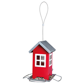 Futterhaus Metall 20 cm rot