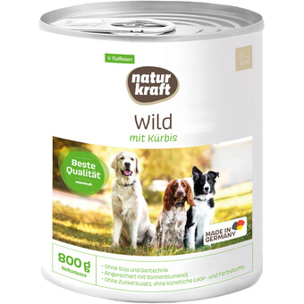 Naturkraft Frischfleisch Hund Wild mit Kürbis  800g Dose