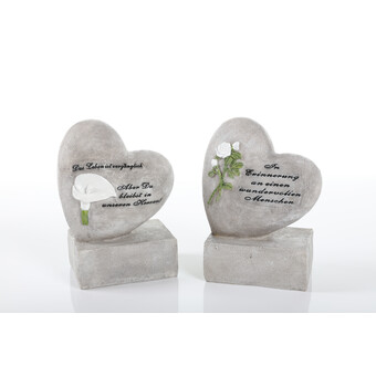 Grab Herz mit Blume 17cm