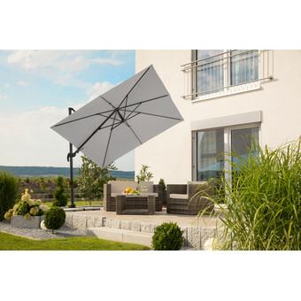 Pendelschirm Rhodos Twist 270 x 270 cm silbergrau