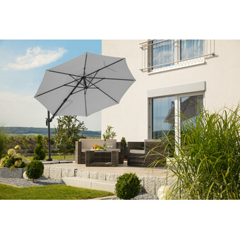 Pendelschirm Rhodos Twist Ø 300 cm silbergrau