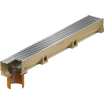 Rinnenkörper ACO Self mit Stegrost und Ablauf 100 cm