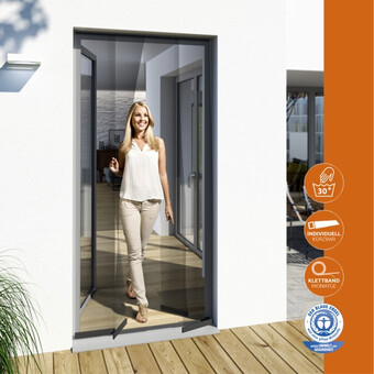 Fliegengitter Türvorhang anpassbar max. 100 x 220 cm Anthrazit
